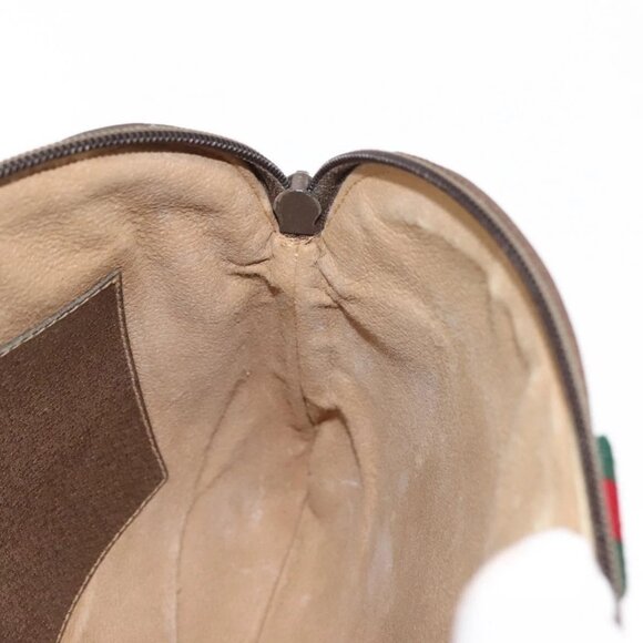 GUCCI GG Supreme Web Sherry Line Bag PVC Beige Gold Red 904 02 047 Auth BA6221 - Picture 12 of 16